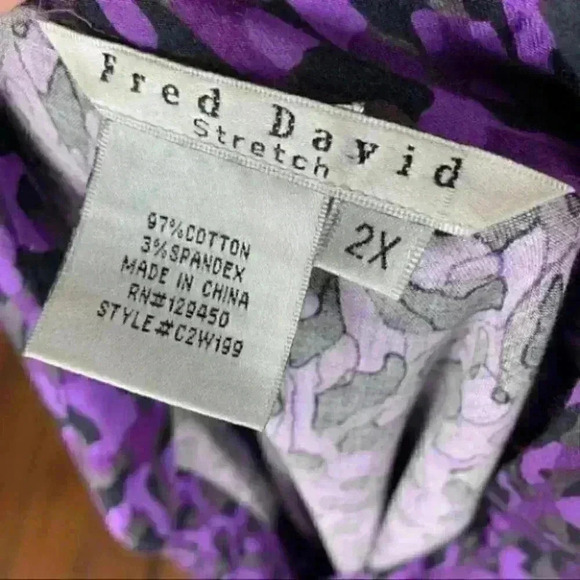 Fred David womens top size 2X multicolored camouflage button down - Picture 7 of 8